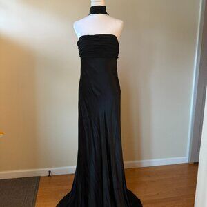 Ann Taylor Silk Black Strapless Evening Cocktail Full Length Gown Womens Dress